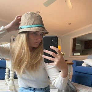 Coach Y2K logo bucket hat with blue leather trim